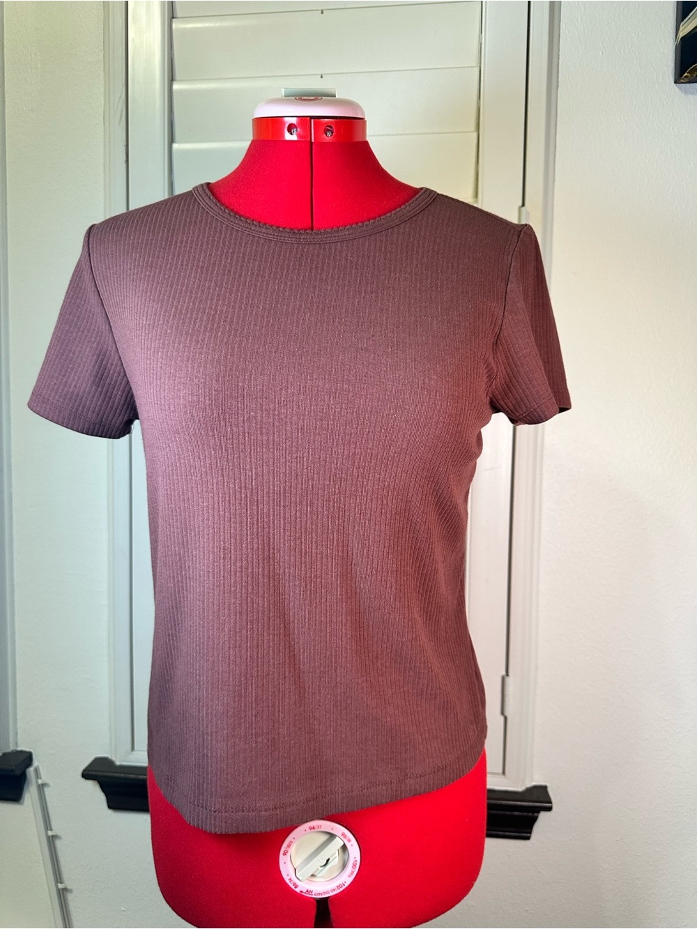 Old Navy Brown Ribbed Short Sleeve Crewneck Tee